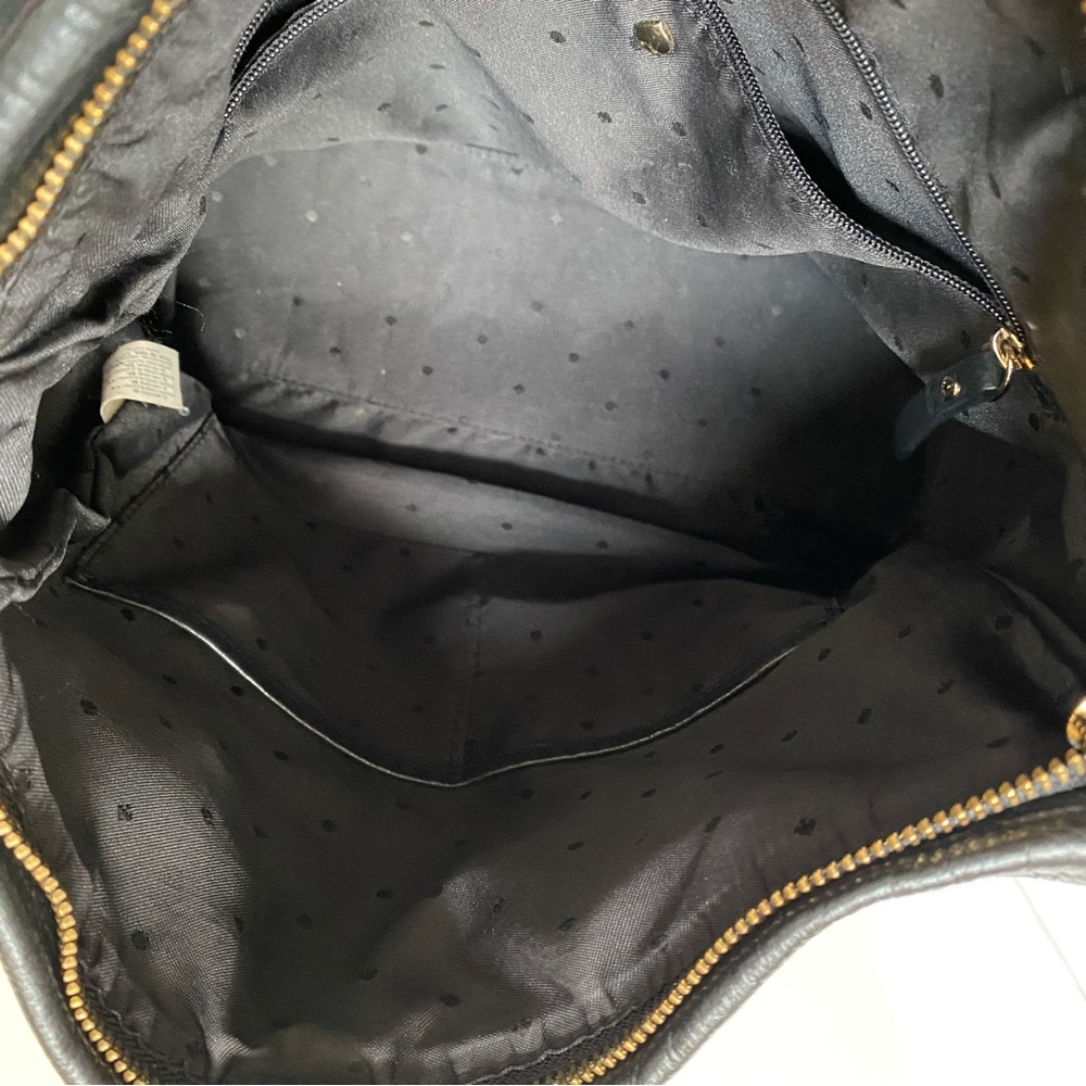 KATE SPADE black leather front zip suede square detail top handle satchel bag - Picture 15 of 16